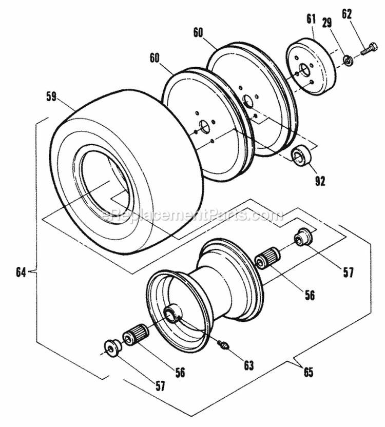Traction Wheel Assembly 36 48 Diagram and Parts List for W361252KW  Snapper Lawn Mower