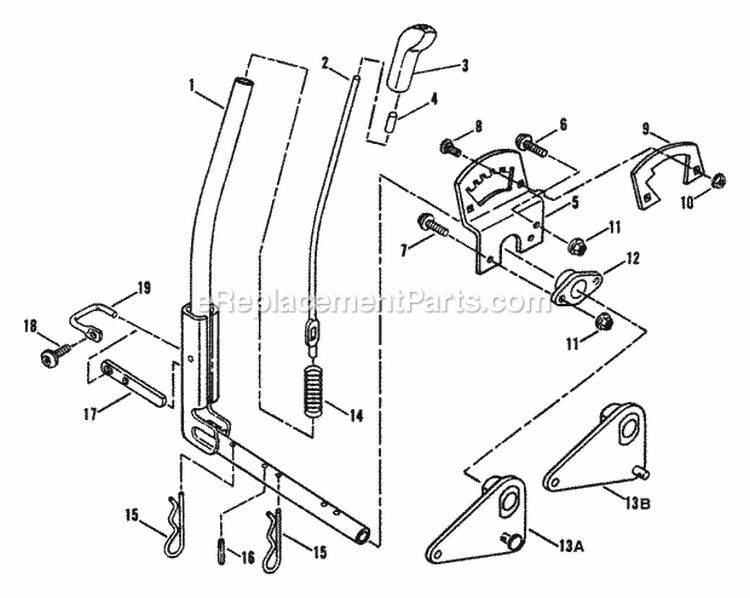 Implement Lift Parts Diagram and Parts List for LT145H38GBV 84592 Snapper Lawn Tractor