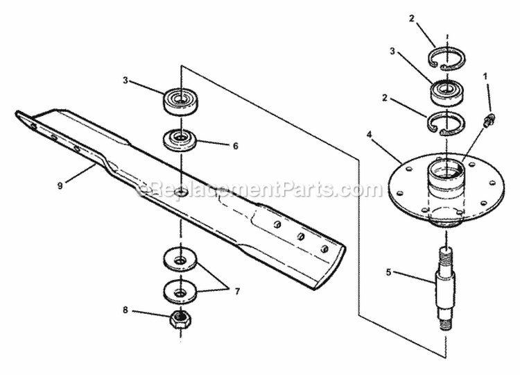 Spindle - 38 Cutting Deck Diagram and Parts List for LT145H38GBV 84592 Snapper Lawn Tractor