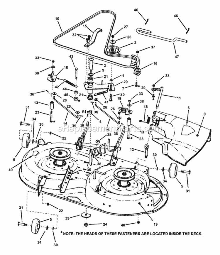 38 Cutting Deck Assembly (Part 2) Diagram and Parts List for LT145H38GBV 84592 Snapper Lawn Tractor