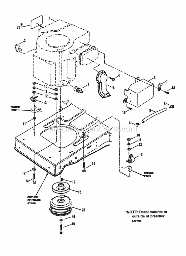 Engine Components Pt1 (Model Lt160H42Hbv) Diagram and Parts List for LT160H42HBV 84723 Snapper Lawn Tractor