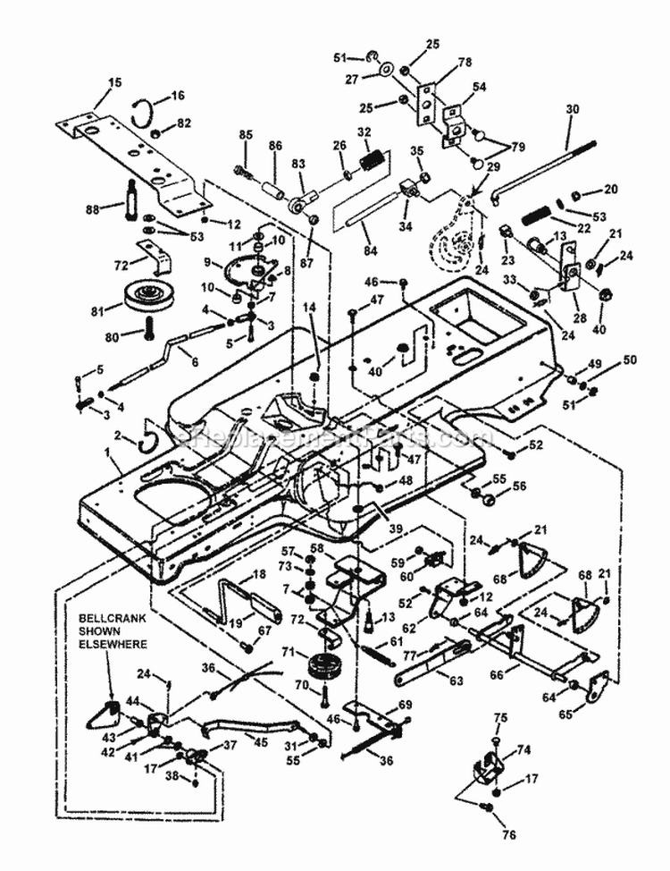 Frame Clutch Brake  Steering Components Diagram and Parts List for LT145H38HBV  Snapper Lawn Tractor