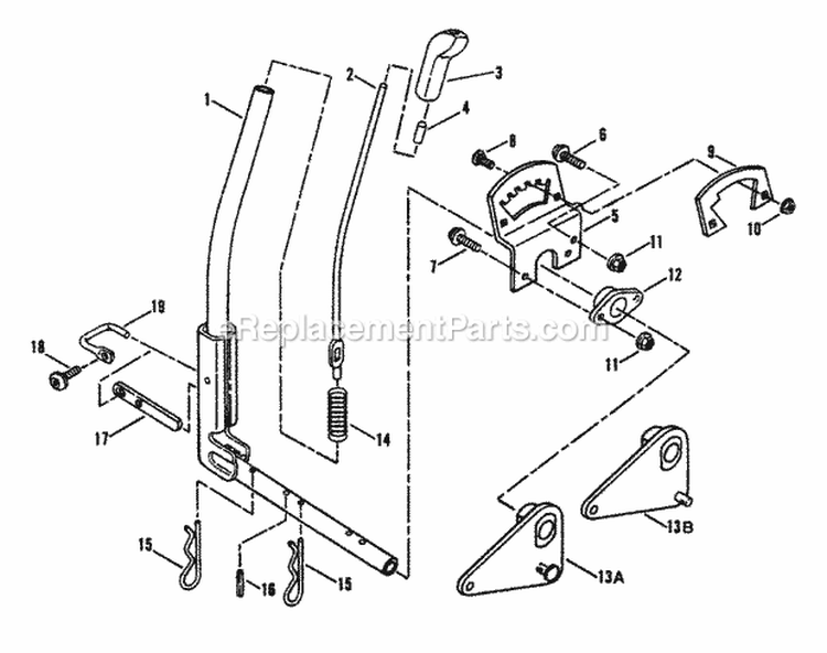 Implement Lift Parts Diagram and Parts List for LT145H38HBV  Snapper Lawn Tractor