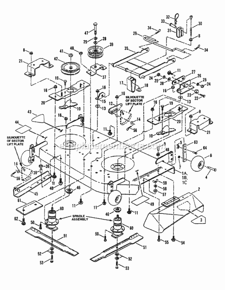 42 Cutting Deck Assembly Diagram and Parts List for LT180H42IBV2 84896 Snapper Lawn Tractor