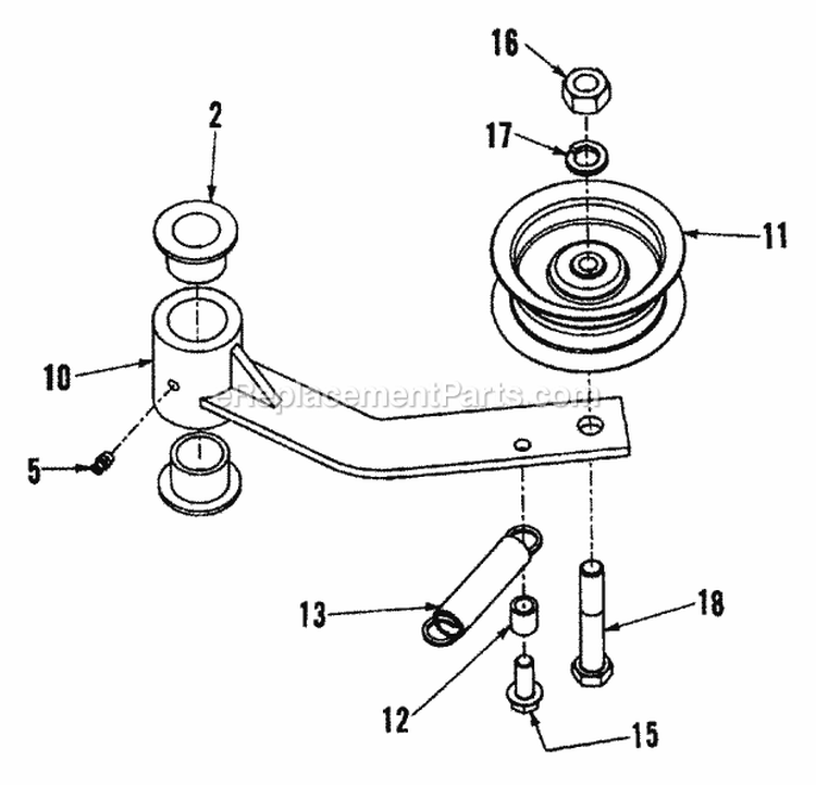 48 Drive Idler Arm Assembly Diagram and Parts List for WLT180H48GBV2 84659 Snapper Lawn Tractor