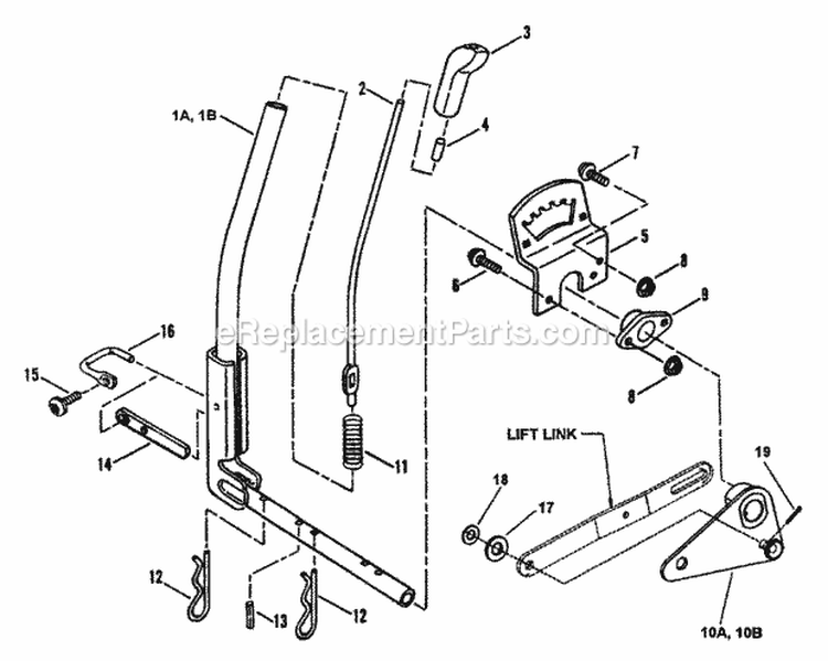 Implement Lift Arms Diagram and Parts List for WLT160H42GBV 84658 Snapper Lawn Tractor