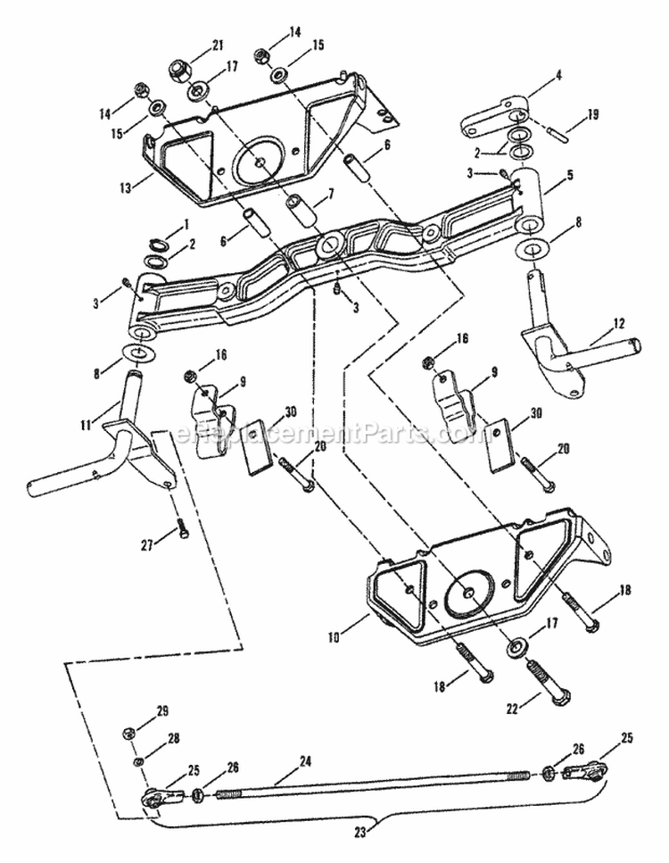 Cast Front Axle Diagram and Parts List for WLT160H42GBV 84658 Snapper Lawn Tractor