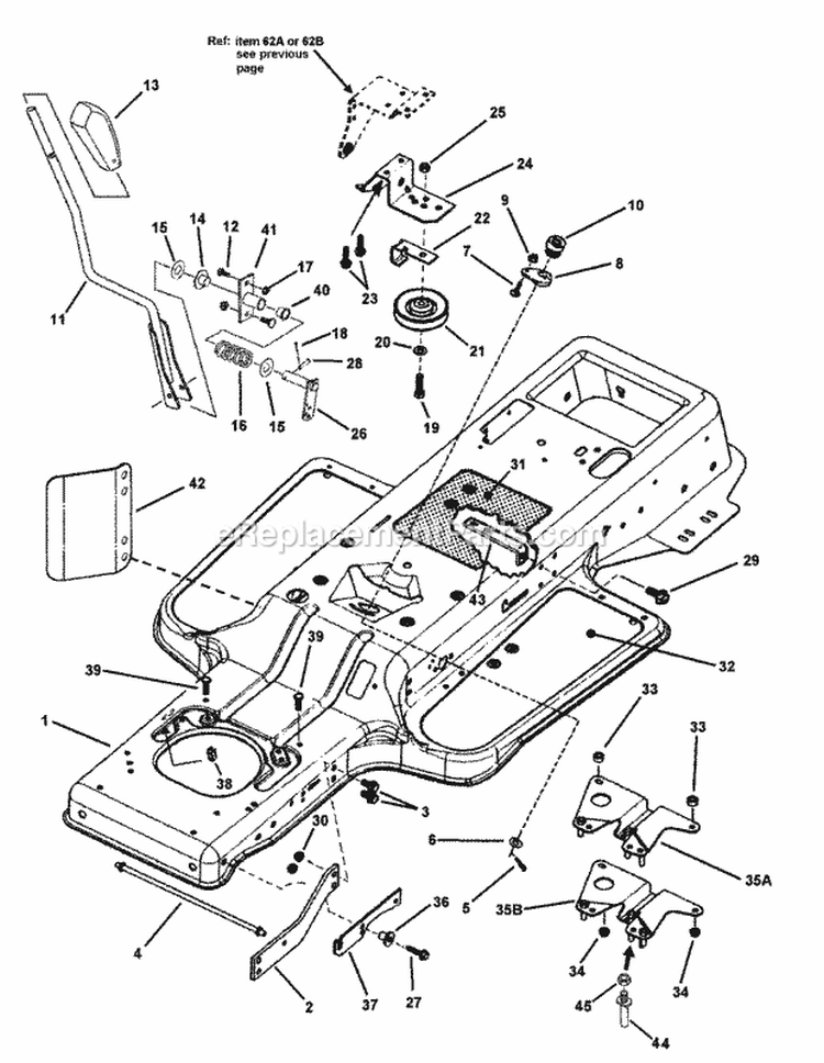 Blade Engagement  Transmission Controls Diagram and Parts List for LT180H42IBV2 84896 Snapper Lawn Tractor