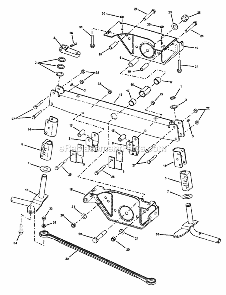 Front Axle Diagram and Parts List for LT180H42IBV2 84896 Snapper Lawn Tractor