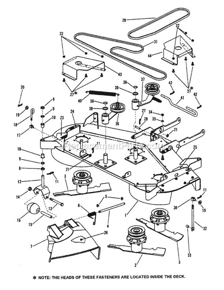 48 Cutting Deck Assembly (Series H) Pt2 Diagram and Parts List for LT180H48HBV2 84725 Snapper Lawn Tractor