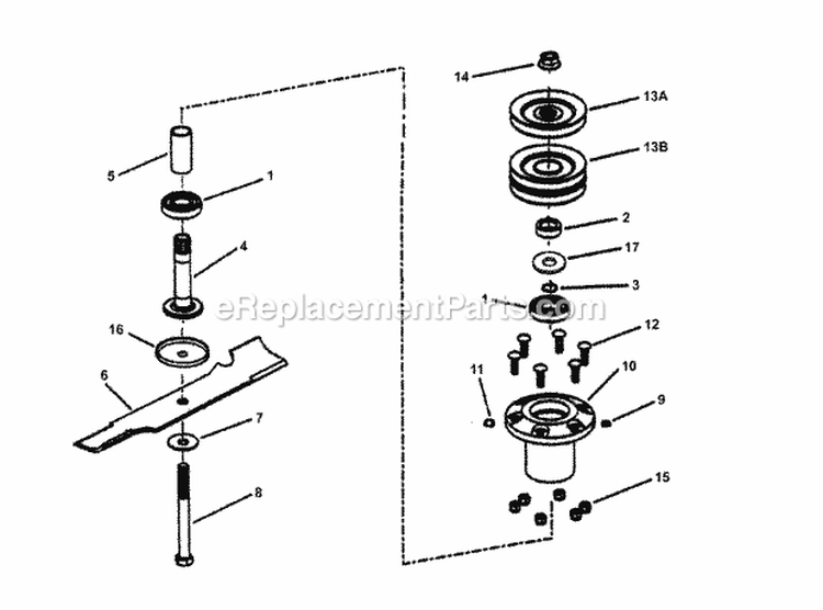 48 Deck Spindle Assembly- Series H Diagram and Parts List for LT180H48HBV2 84725 Snapper Lawn Tractor