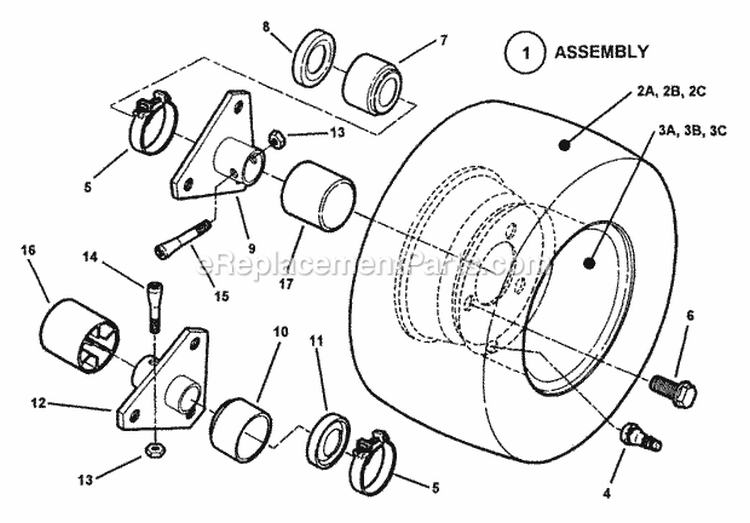 Wheels-Rear Diagram and Parts List for EM250821BE 84587 Snapper Lawn Tractor