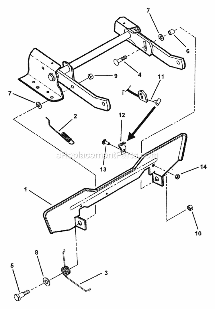 Blade Stop Pedals Diagram and Parts List for EM250821BE 84587 Snapper Lawn Tractor