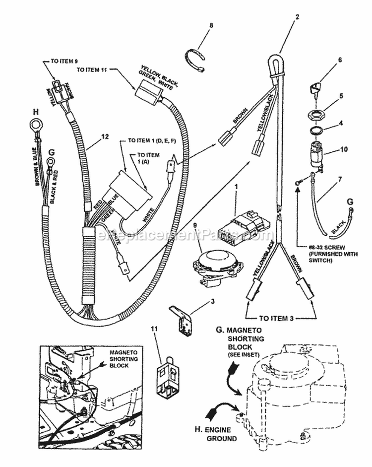 Electrical Systems (For Recoil Start) Diagram and Parts List for EM250821BE 84587 Snapper Lawn Tractor