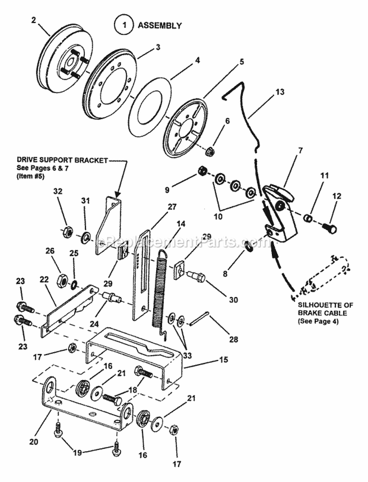 Smooth Clutch Assembly Diagram and Parts List for EM250821BE 84587 Snapper Lawn Tractor