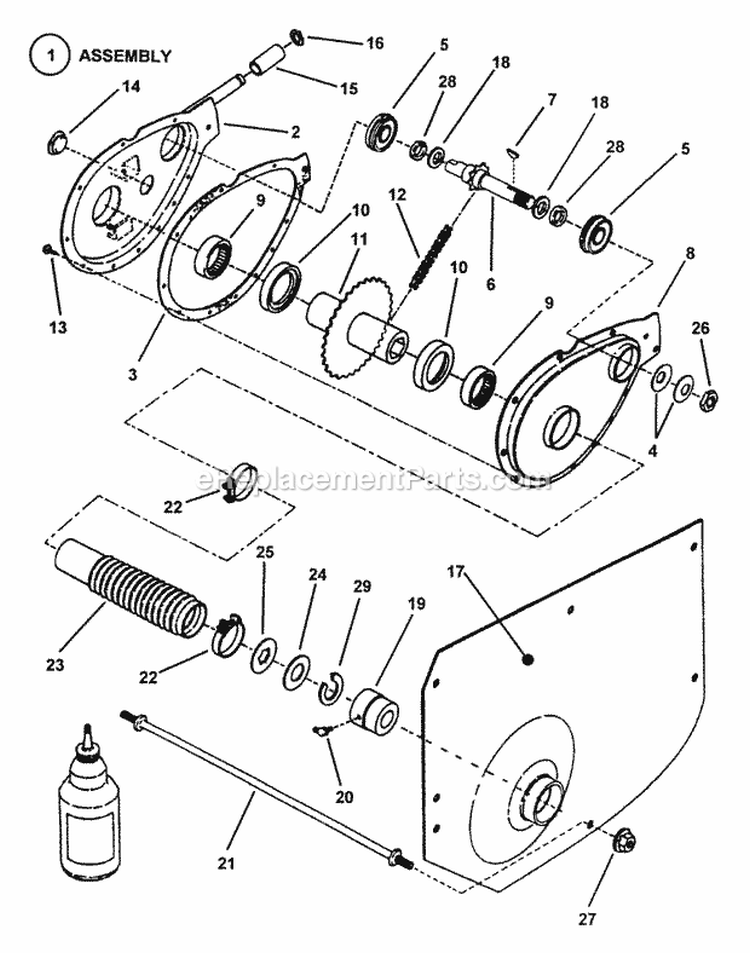 Chain Case LH Fender Diagram and Parts List for EM250821BE 84587 Snapper Lawn Tractor