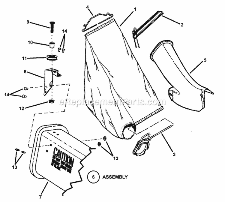 Grass Bag Accessory Diagram and Parts List for WMRP216517B 84757 Snapper Lawn Mower