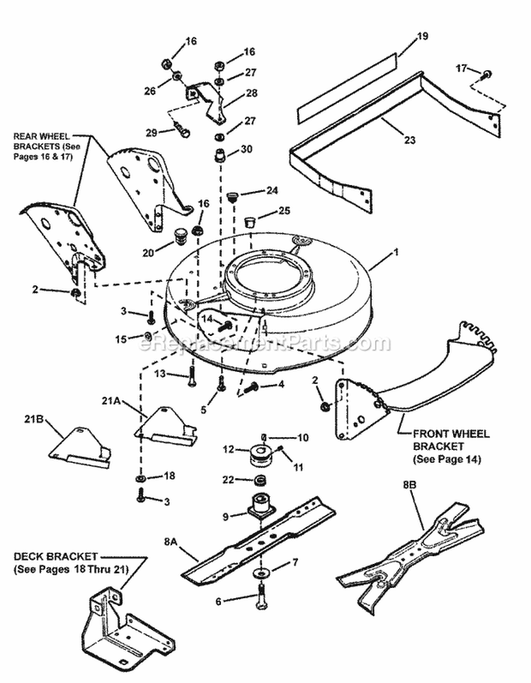 Cutting Deck Blade Diagram and Parts List for WMRP216517B 84757 Snapper Lawn Mower