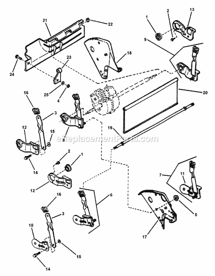 Rear Wheel Brackets Latches Diagram and Parts List for WMRP216517B 84757 Snapper Lawn Mower