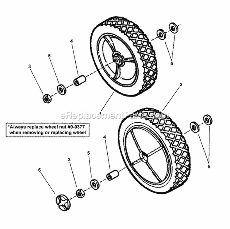 Front Wheels Diagram and Parts List for WMRP216517B 84757 Snapper Lawn Mower