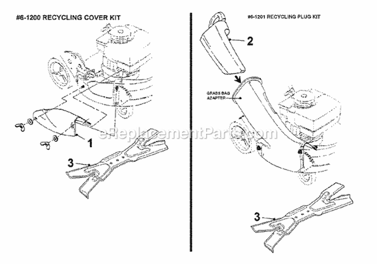 Accessories - Recycling Kits Diagram and Parts List for 21357B  Snapper Lawn Mower