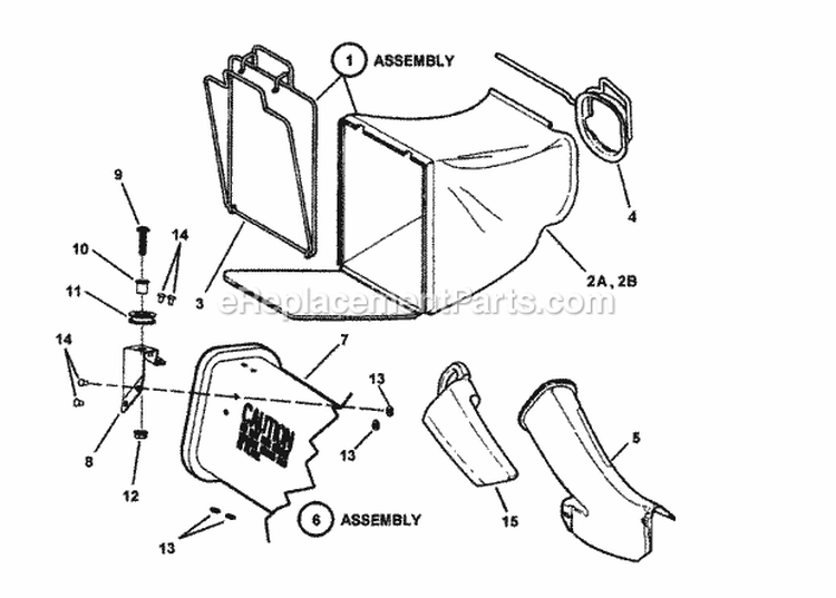 Grass Bag Accessory Diagram and Parts List for 216517B 84322 Snapper Lawn Mower