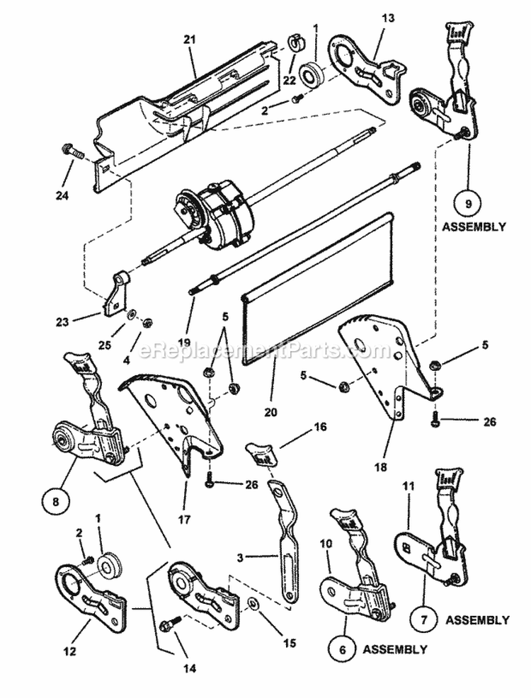 Rear Wheel Brackets Latches Diagram and Parts List for 216517B 84322 Snapper Lawn Mower
