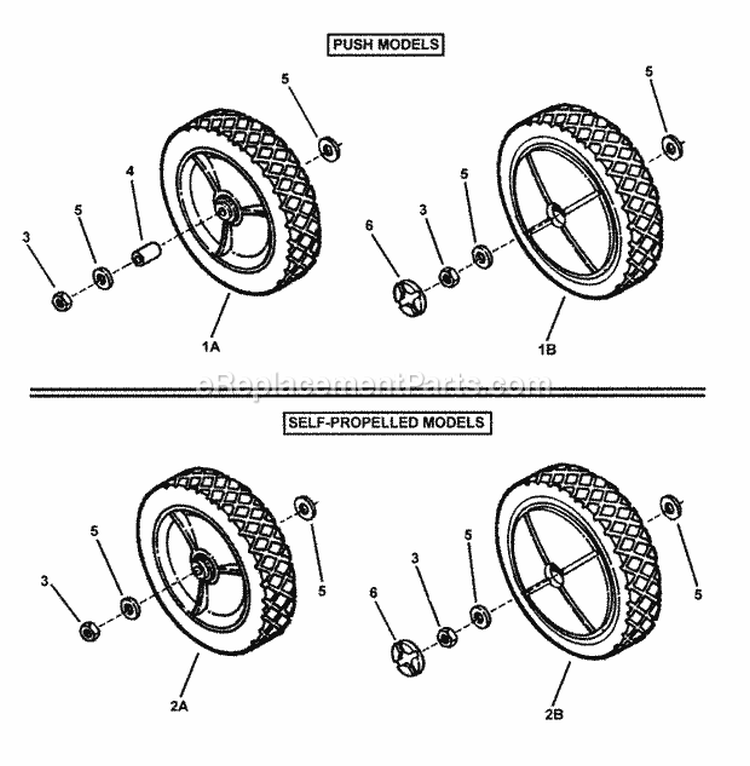 Rear Wheels Diagram and Parts List for 216517B 84322 Snapper Lawn Mower
