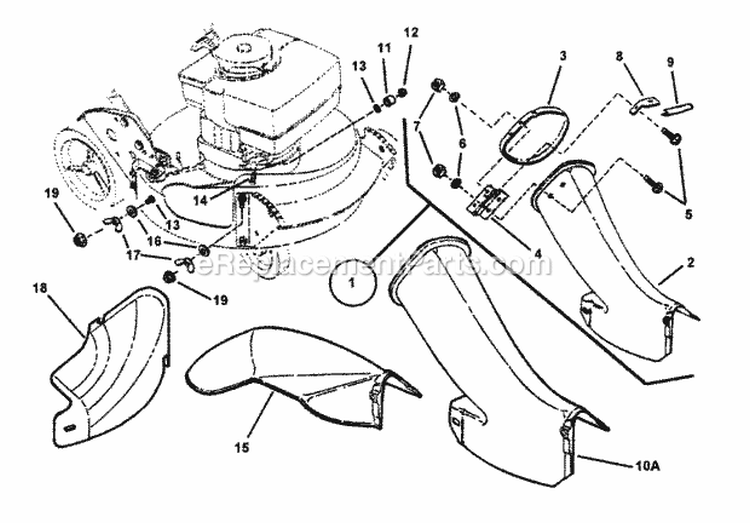 Side Chute Adapter Diagram and Parts List for 216517B 84322 Snapper Lawn Mower