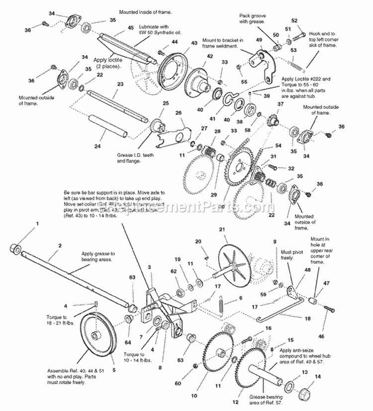 Traction Drive Group Diagram and Parts List for XL1738EX 1695359 Snapper Snow Blower