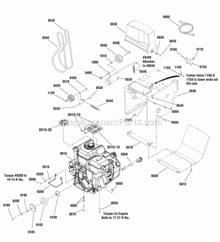 Handle  Controls Group Diagram and Parts List for XL1738E 1695358 Snapper Snow Blower