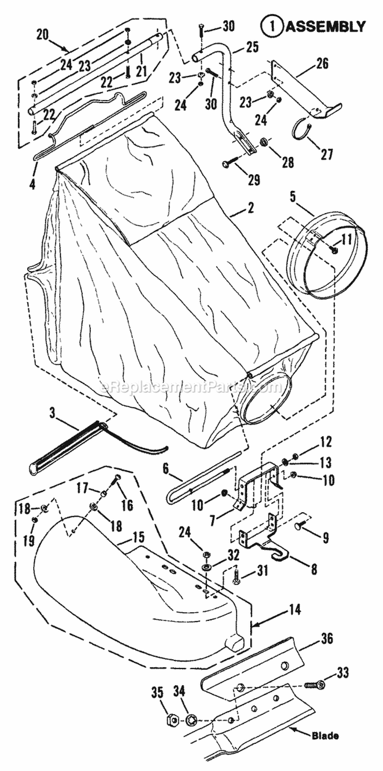 Accessories - Grass Catcher Diagram and Parts List for Y30081B  Snapper Lawn Mower