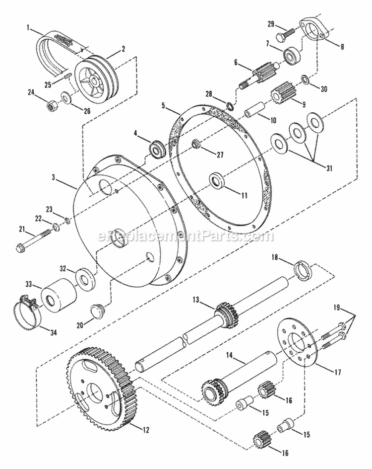 Differential Diagram and Parts List for Y30081B  Snapper Lawn Mower