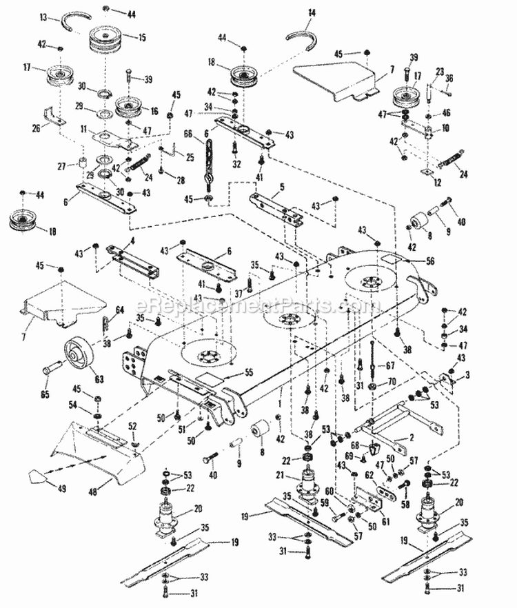 Cutting Deck Belts Pulleys Diagram and Parts List for YT16483  Snapper Lawn Tractor