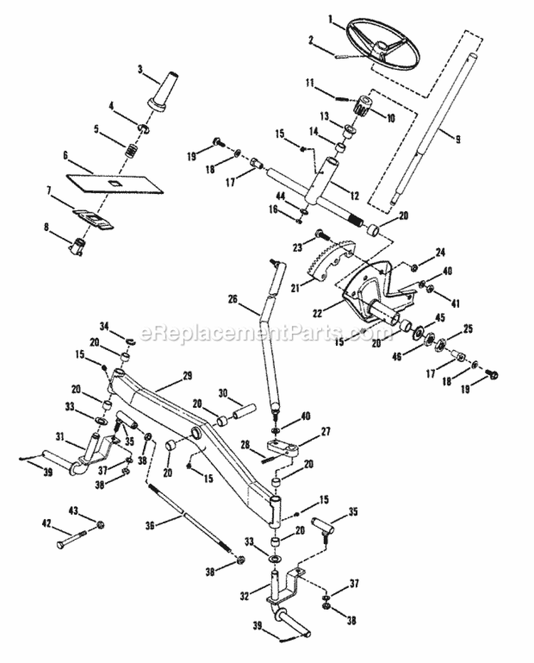 Steering  Front Axle Parts Diagram and Parts List for GYT16333  Snapper Lawn Tractor
