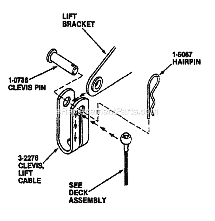 Deck Hanger Detail - Front Lift Bracket Diagram and Parts List for GYT16333  Snapper Lawn Tractor