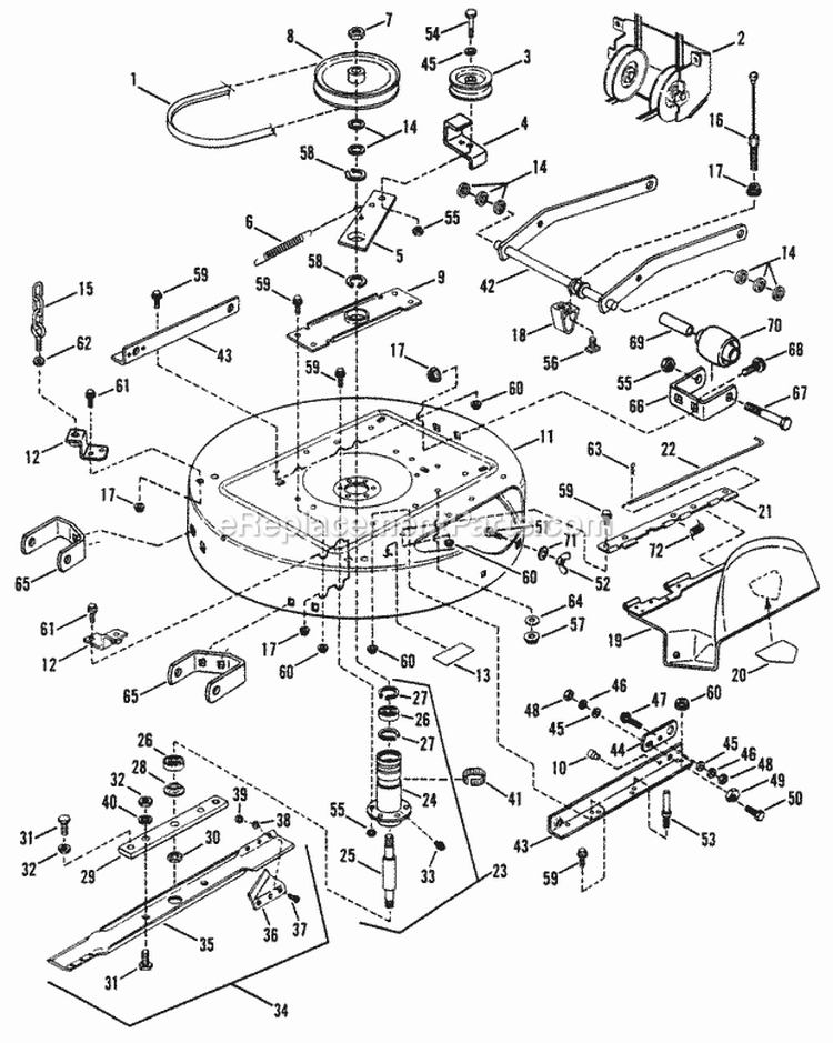 33 Cutting Deck Belts Diagram and Parts List for HT18330 82839 Snapper Lawn Tractor