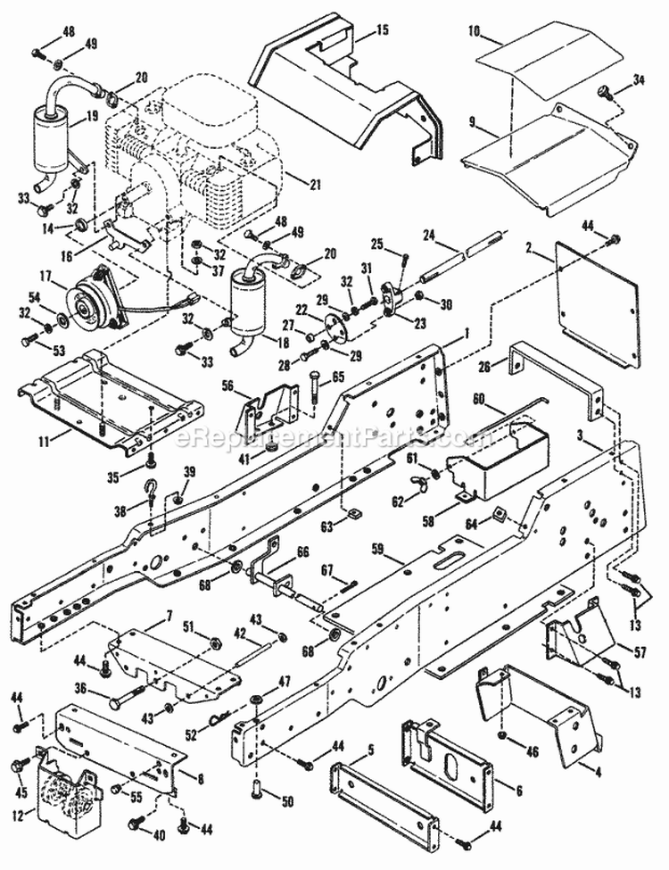 Frame Engine  Drive Parts Diagram and Parts List for HT18480 82829 Snapper Lawn Tractor