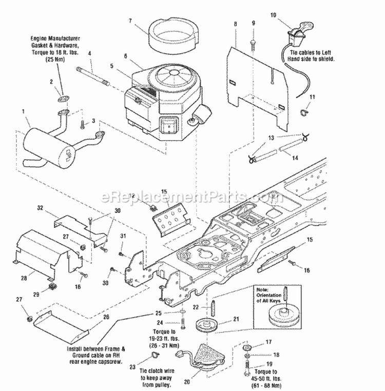 Engine Group - 18Hp Briggs  Stratton Diagram and Parts List for YT1840 2690073 Snapper Lawn Tractor
