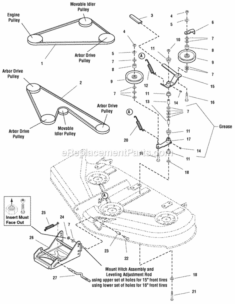 Clutch  Support Grp-44 Diagram and Parts List for YT1844 2690108 Snapper Lawn Tractor