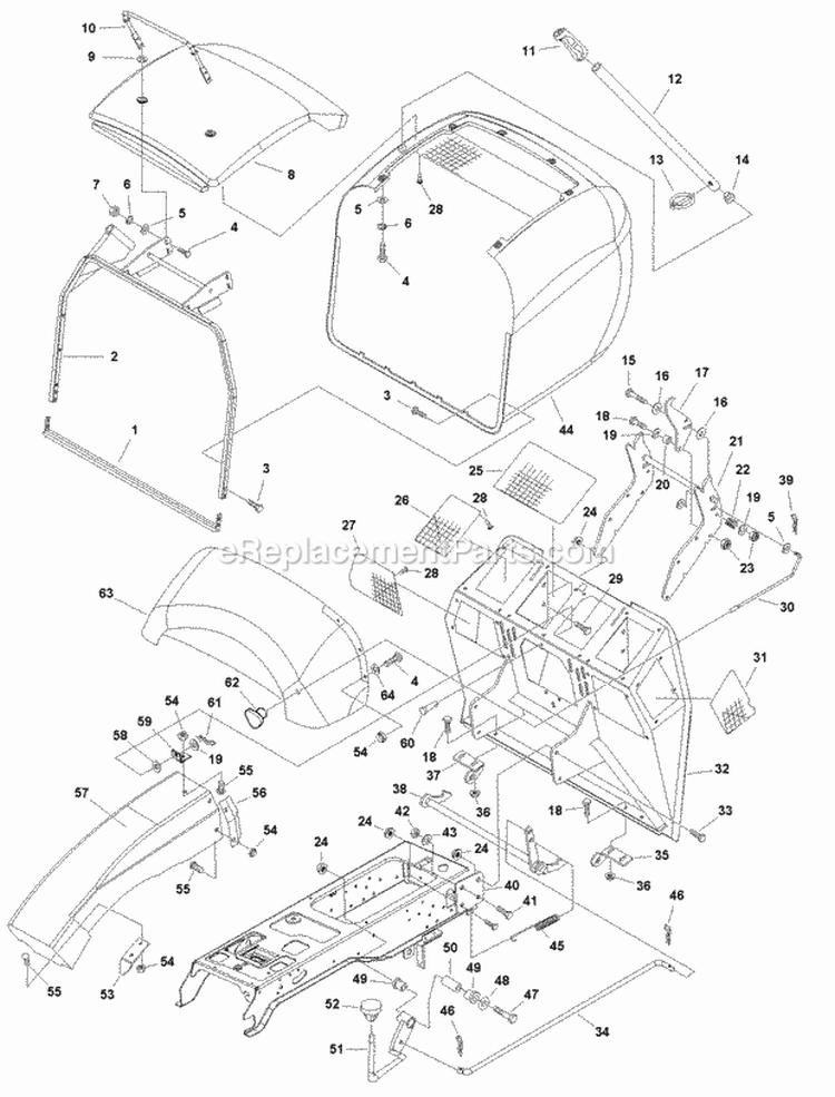 Hopper Group - Serviceable Screen Diagram and Parts List for YT1840 2690073 Snapper Lawn Tractor
