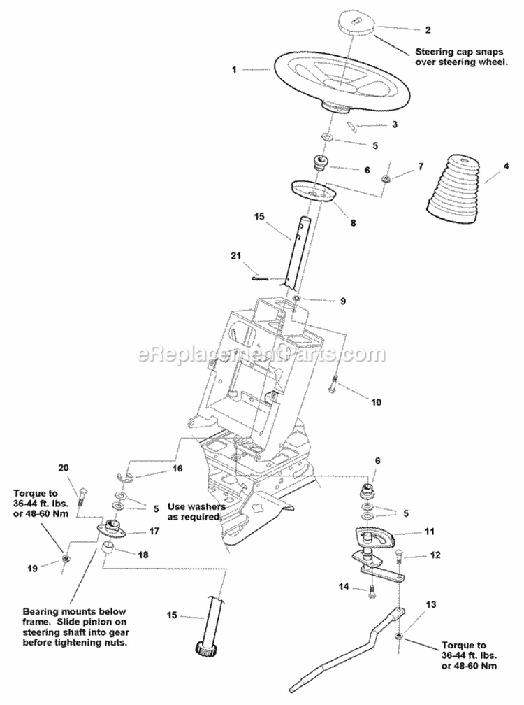 Steering Group Manual Snapper Diagram and Parts List for YT1844 2690108 Snapper Lawn Tractor
