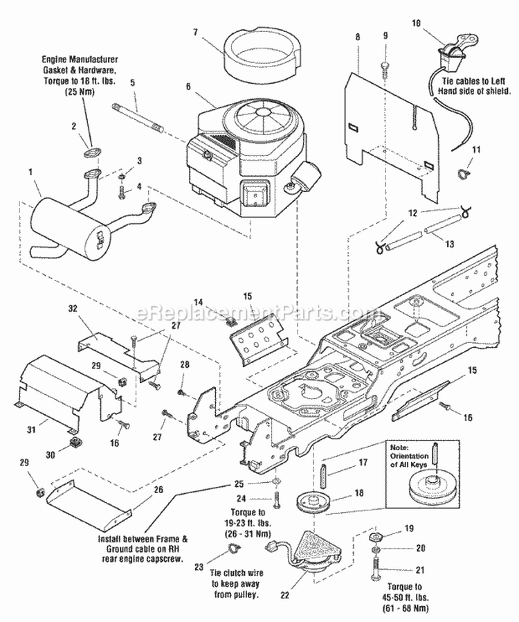 Engine Group - 20Hp 22Hp  23Hp Briggs  Stratton Vanguard Twin Diagram and Parts List for YT23500 2690411 Snapper Lawn Tractor