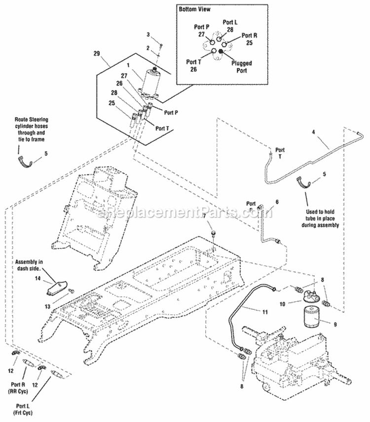 Steering Group - Power Steering Diagram and Parts List for YT23 1695417 Snapper Lawn Tractor