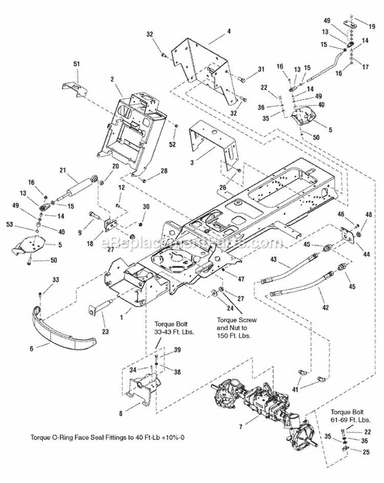 Frame  Front Axle Group - 4Wd Diagram and Parts List for YT23 1695417 Snapper Lawn Tractor