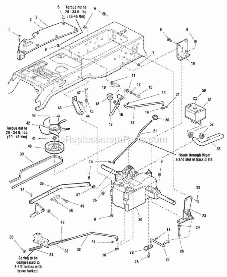 Transmission Group Diagram and Parts List for YT23500 2690411 Snapper Lawn Tractor
