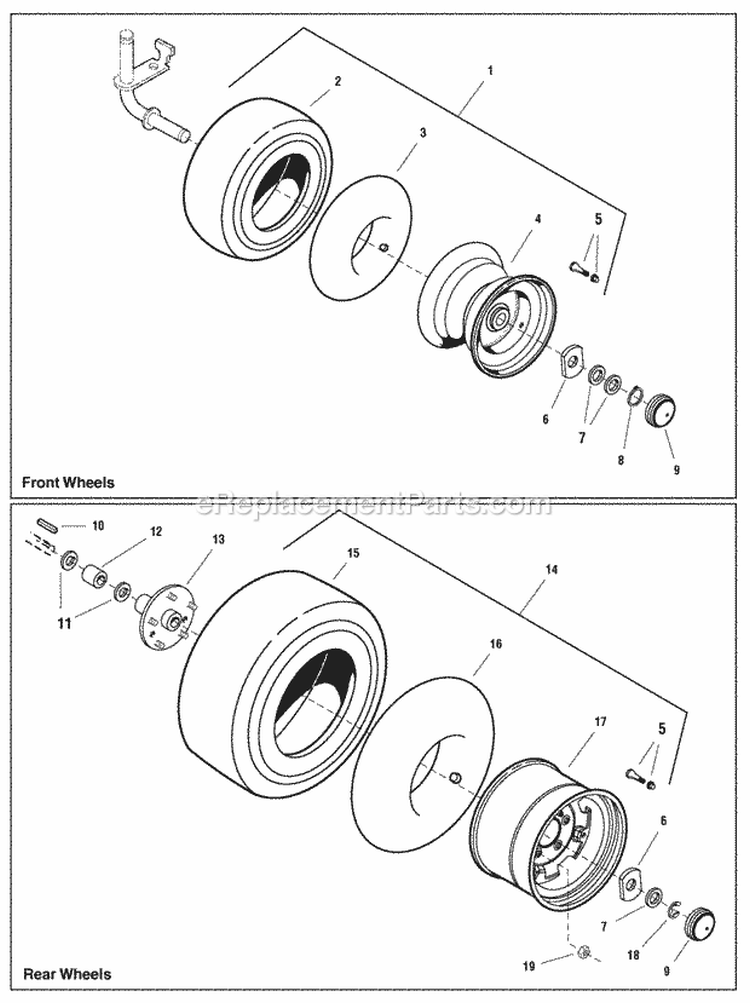 Wheels  Tires Group (W2990252) Diagram and Parts List for YT23500 2690411 Snapper Lawn Tractor