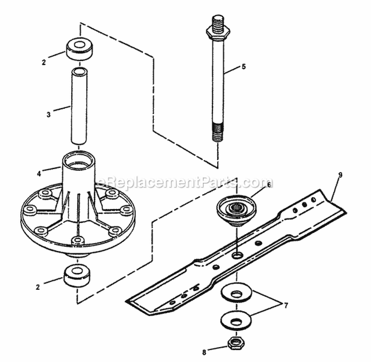 38 Spindle Assembly Diagram and Parts List for YZ13381BE  Snapper Lawn Tractor