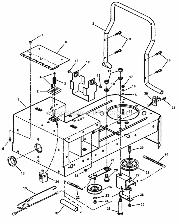 Rear Frame Assembly Diagram and Parts List for YZ145382BVE  Snapper Lawn Tractor