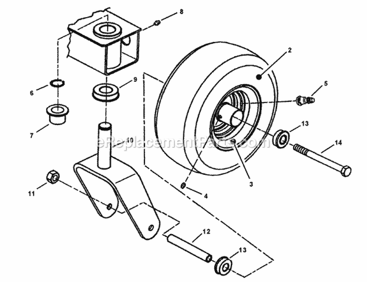 Caster Front Wheel  Tire Assembly Diagram and Parts List for YZ13331BE  Snapper Lawn Tractor